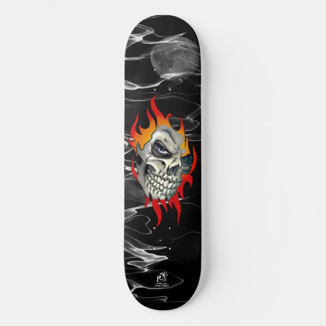 Skateboard Crâne flamboyant (Recto)