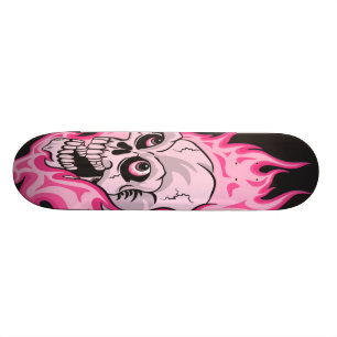 Skateboard Crâne flamboyant rose