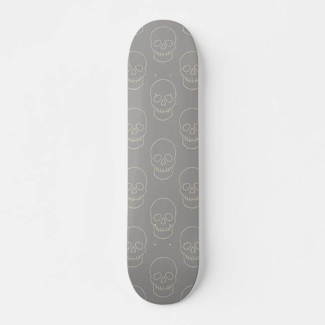 Skateboard Crâne - Gris fantôme et Blanc osseux (Devant)