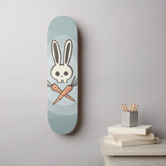 Skateboard Crâne lapin de dessin animé et os croisés (Art mural)