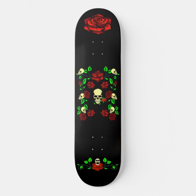 Skateboard Crâne N Roses 3D (Recto)