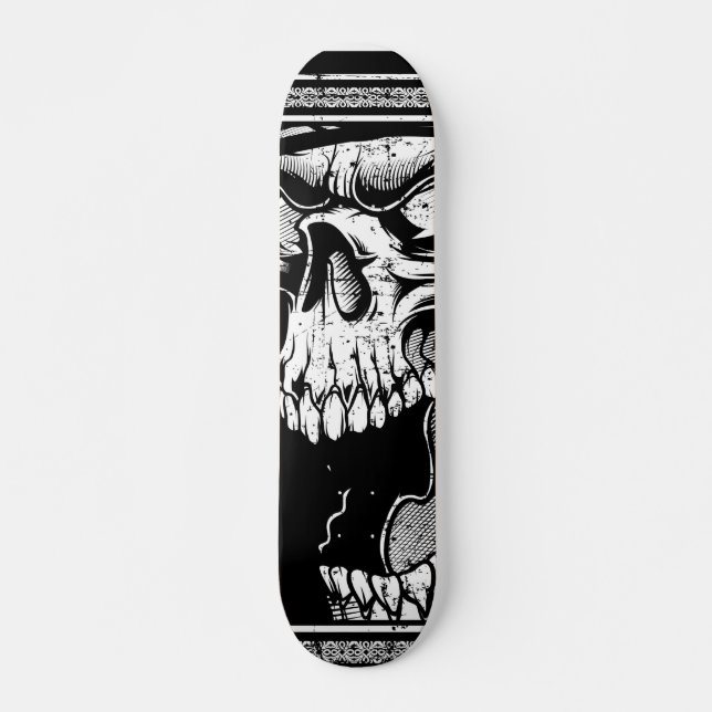 Skateboard Crâne noir et blanc (Devant)