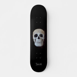 Skateboard Crâne Noir et Blanc Gothique Design d'art tendance