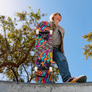 Skateboard Crâne psychédélique dynamique