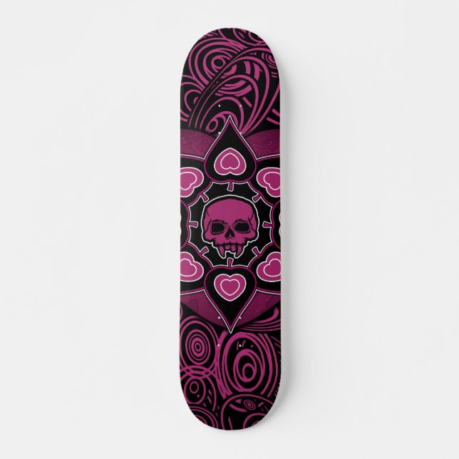 Skateboard Crâne rose (Devant)