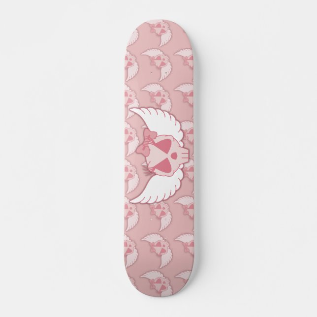 Skateboard Crâne rose avec planche à roulettes (Devant)