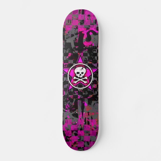 Skateboard Crâne rose étoile (Recto)