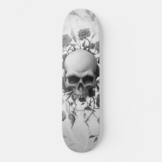 Skateboard Crâne Rose gothique foncé (Recto)