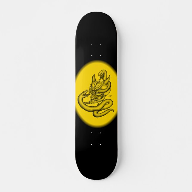 Skateboard Crâne - têtes de diable avec serpent (Devant)