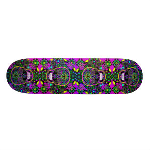 Skateboard Crâne vert et pourpre chaud frais de sucre