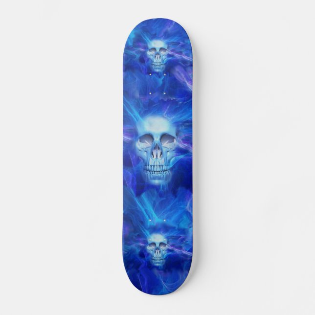 Skateboard Crânes bleus du feu (Recto)