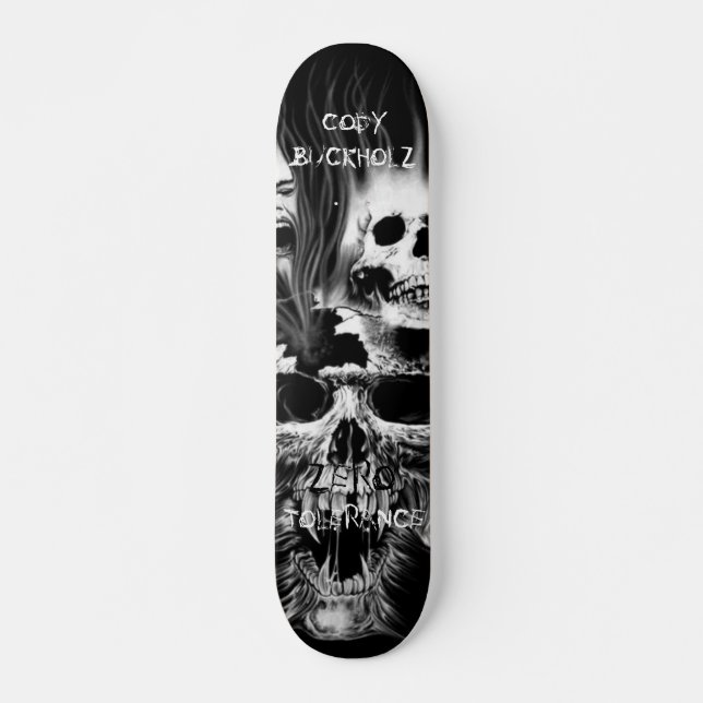 Skateboard crânes, CODYBUCKHOLZ, ZÉRO, TOLÉRANCE (Devant)