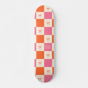 Skateboard Crânes de tableau de bord en rose, orange et crème