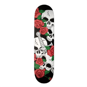 Skateboard Crânes et roses