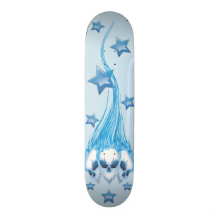 Skateboard Crânes flamboyants bleus
