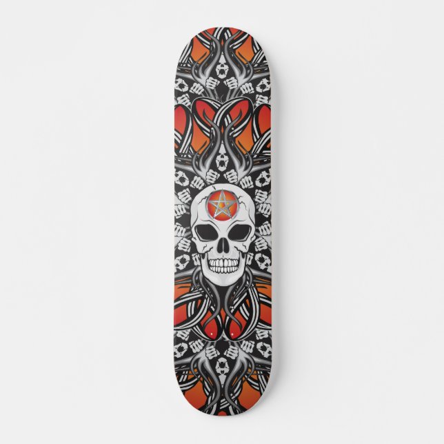 Skateboard Crânes gothiques - Orange (Devant)
