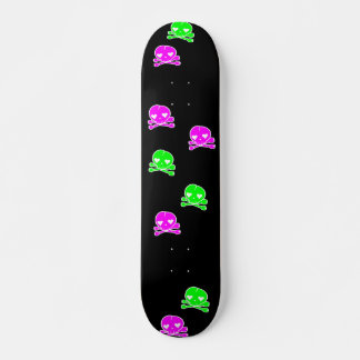 Skateboard Crânes Kawaii Goth Lolita Noir Rose Vert
