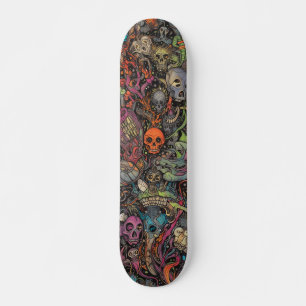 Skateboard Crânes psychédéliques colorés