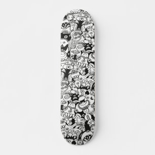 Skateboard Crazy doodles posing in a seamless pattern design