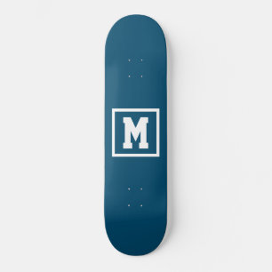 Skateboard Créez votre propre Modèle Monogramme bleu et blanc