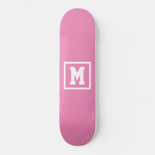 Skateboard Créez votre propre Modèle Monogramme rose et blanc