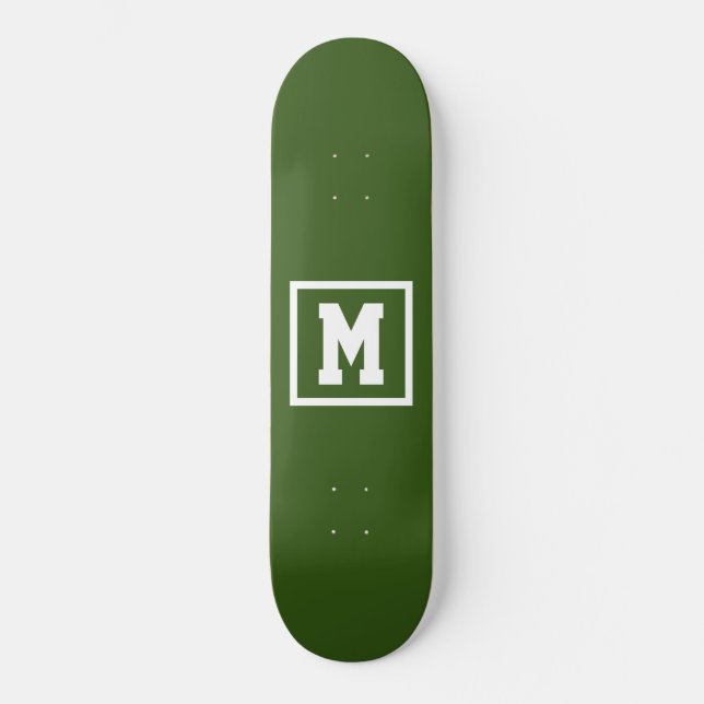 Skateboard Créez votre propre Modèle Monogramme Vert et Blanc (Recto)