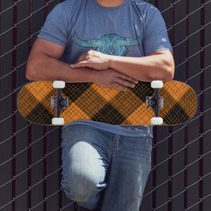 Skateboard Croisillon à carreaux orange noir Buffle
