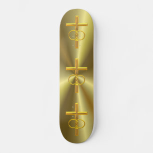 Skateboard Croix 3-D d'or avec anneaux Mariages