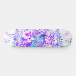 Skateboard Crow Dreamcatcher Blue Purple Floral