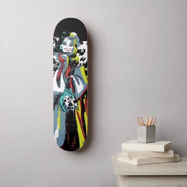 Skateboard Cruella De Vil | Dans ses fourrures (Art mural)