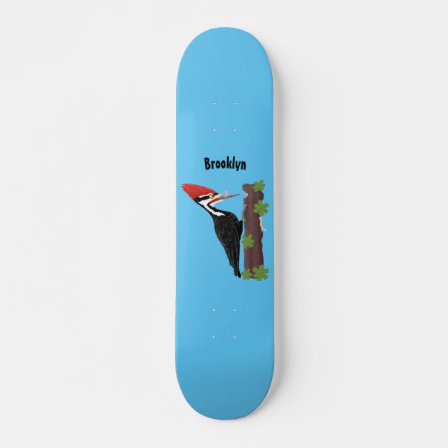 Skateboard Cue drôle Pileated woodpecker dessin d'illustratio (Devant)