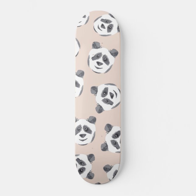 Skateboard Cuisine noir blanc rose Motif Panda (Recto)