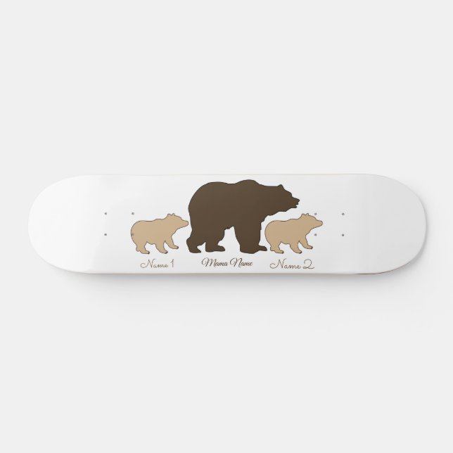 Skateboard Custom Mama Bear With 2 Kid Names Mothers Day Gift (Horz)