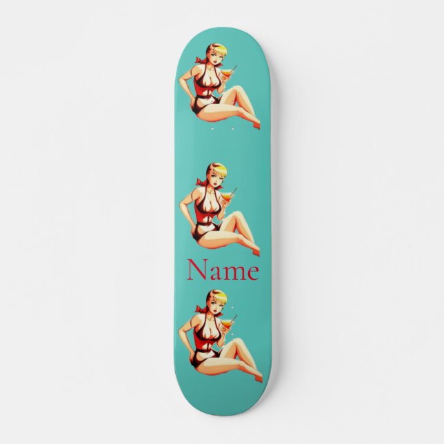 Skateboard Cute Blonde Martini Bikini Girl Thunder_Cove (Devant)