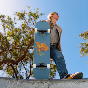 Skateboard Cute Californie Fleur de Pavot Style Vintage