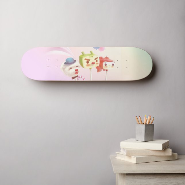 Skateboard Cute Caractère Gâteau Pops (Art mural (Horz))