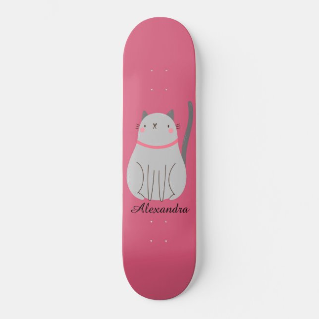 Skateboard Cute Chat Personnalisé (Recto)