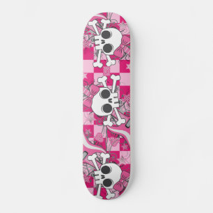 Skateboard Cute crâne avec guitare rose