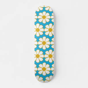 Skateboard Cute Floral Daisy Motif moutarde et bleu