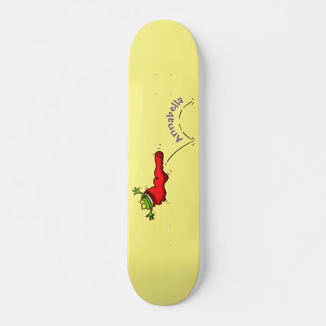 Skateboard Cute grenouille dans une chaussette rouge saut de  (Devant)