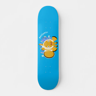 Skateboard Cute happy clownfish anenome cartoon