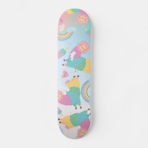 Skateboard Cute llama pastels arc-en-ciel Enfants Filles