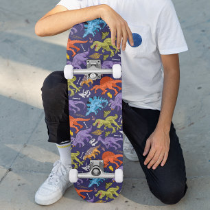 Skateboard Cute Modern Colorful Fun Dinosaur Kids Pattern