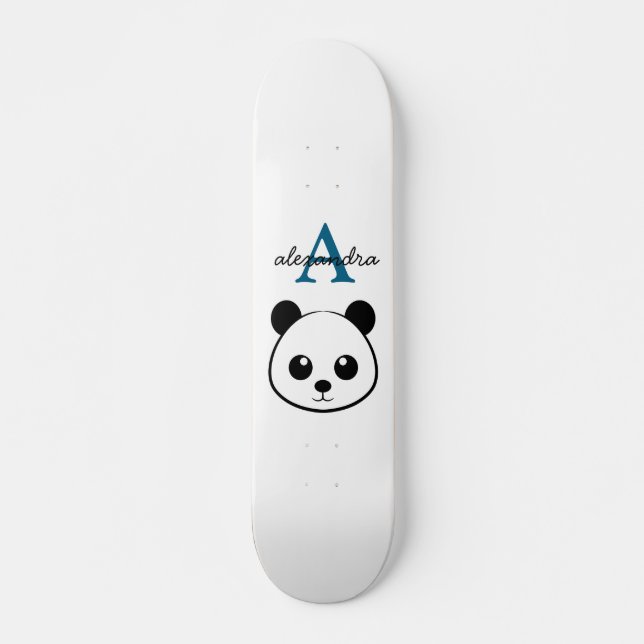 Skateboard Cute Panda Ours Personnalisé Monogramme Arrière -  (Devant)