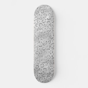 Skateboard Cute Silver Cheetah Leopard Motif d'impression
