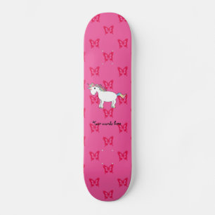 Skateboard Cute unicorn pink butterflies