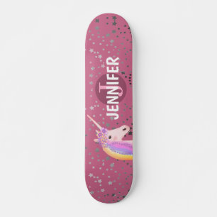 Skateboard Cute Unicorn Rose Rose Imaginaire Étoiles Personn