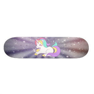 Skateboard Cute Unicorne, Arc en ciel, Galaxie