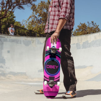 Skateboard Cyberpunk Neon Obey Streetwear Sci-Fi City