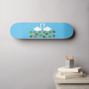 Skateboard Cygnes blancs et nénuphars Mariage